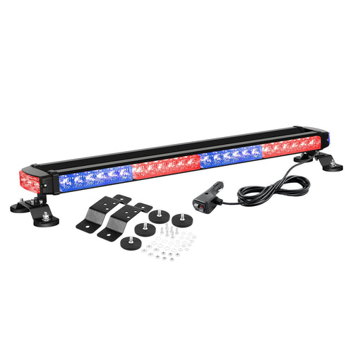 4-Side Blue & Red Warning Light Bar with Magnetic Base - TAPAODU
