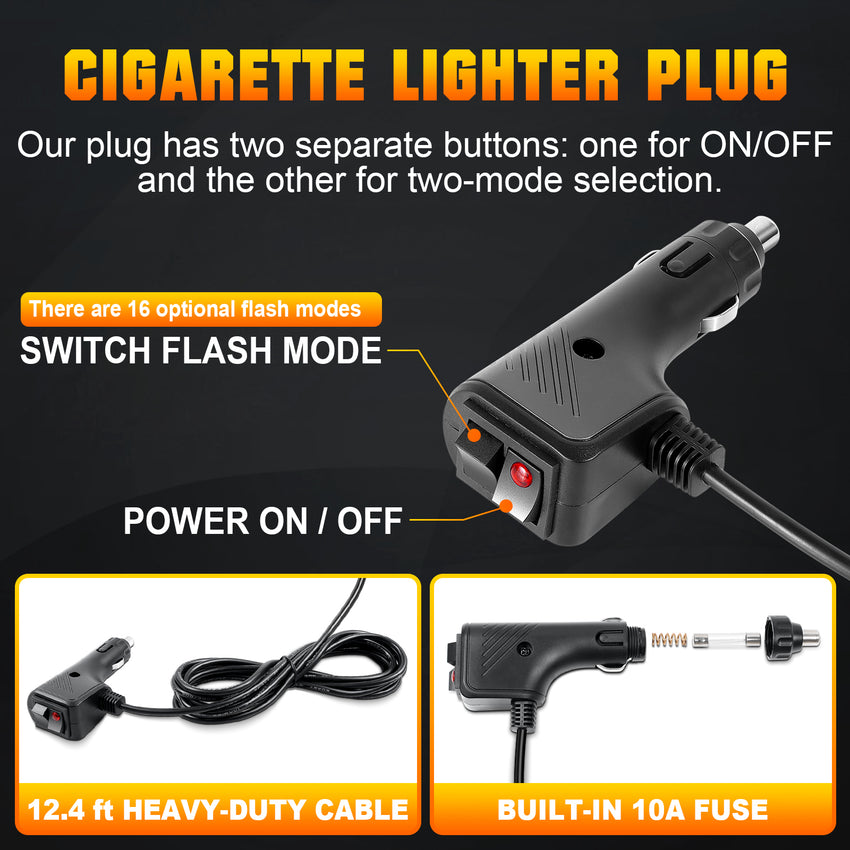cigarette lighter light bar OptiLuxx LB1100 Sonoma 11 Amber/Amber Mount The aluminum housing meets IP 35 Inch Traffic Safety Strobe