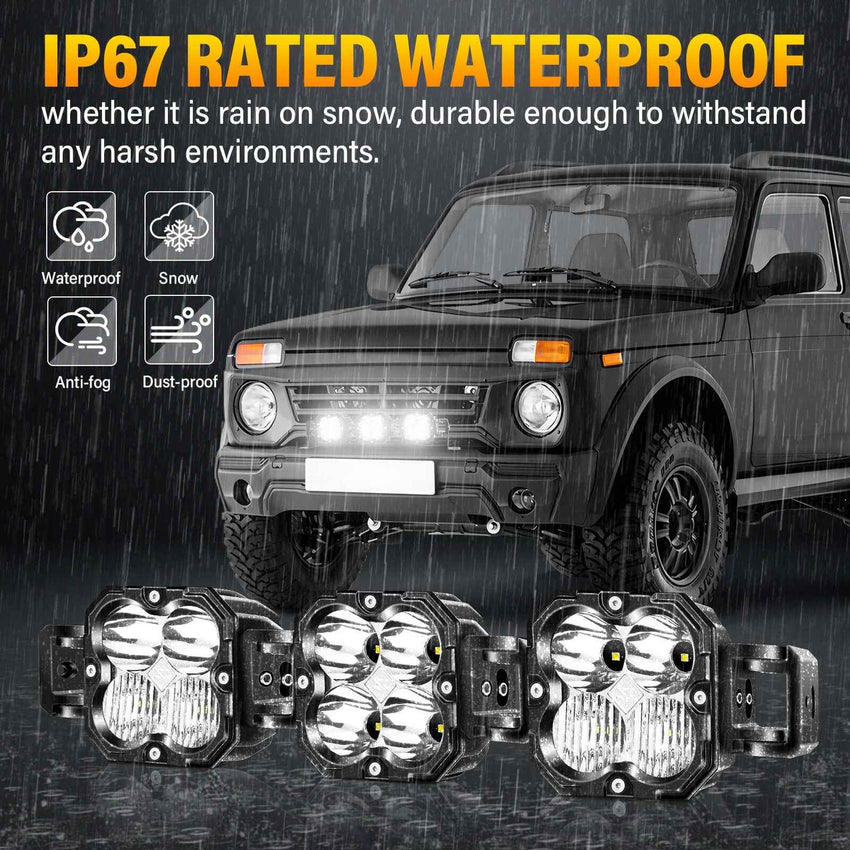 X-Linkable 21" 90W LED Light Bar - 3-Light Flood & Spot for Off-Road Trucks Tapaodu Designs-LED Lighting