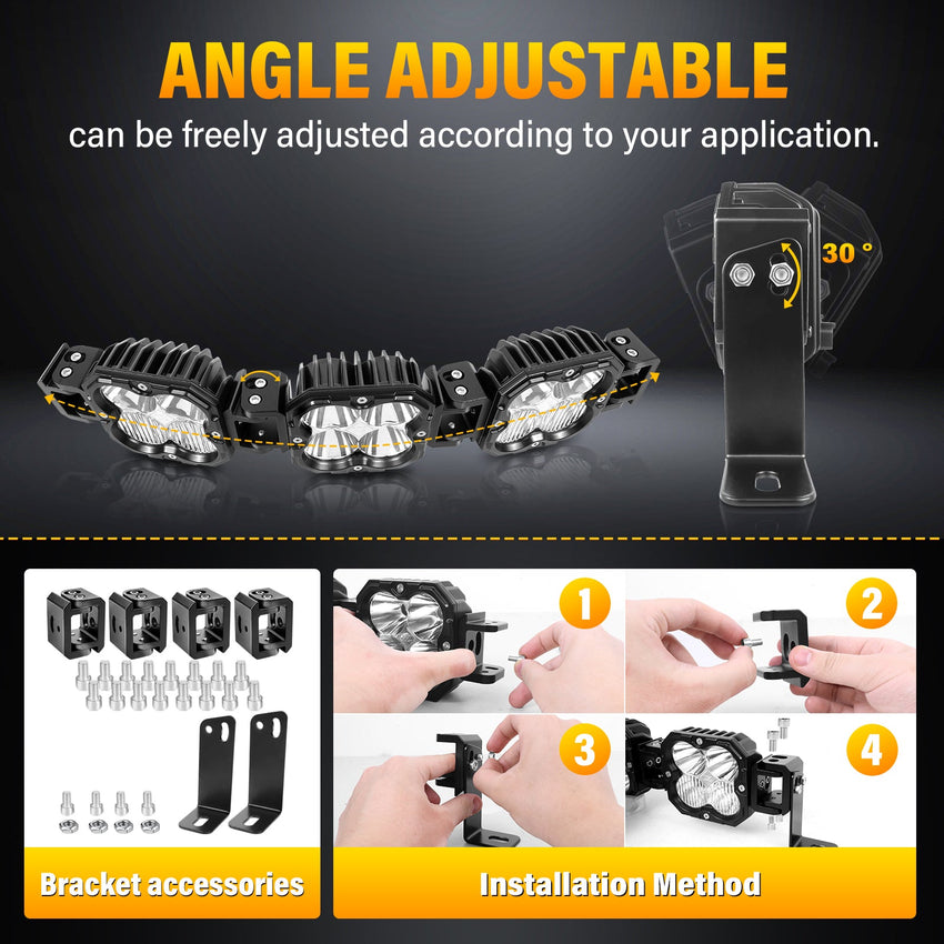 X-Linkable 21" 90W LED Light Bar - 3-Light Flood & Spot for Off-Road Trucks Tapaodu Designs-LED Lighting