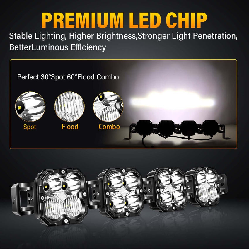 X-Linkable 28" 120W Off-Road LED Light Bar – 4-Light High Lumen Combo Beam, IP67 Waterproof Tapaodu Designs-LED Lighting