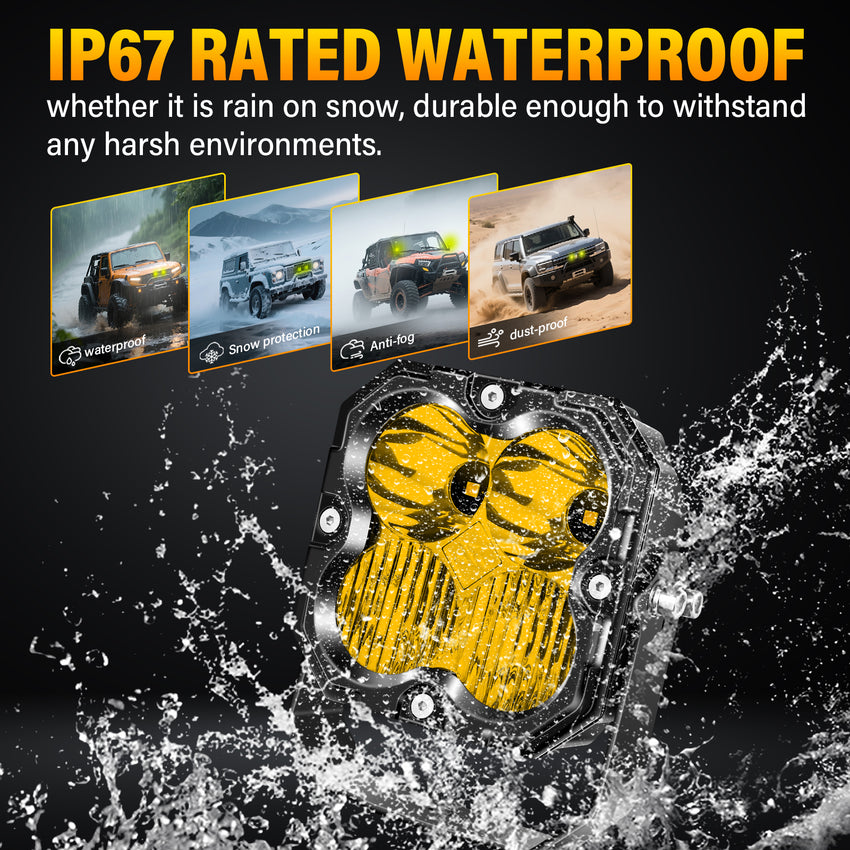 Amber 4.5-Inch Pod Light combo beam