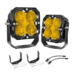 Amber 4.5-Inch Pod Light flood beam