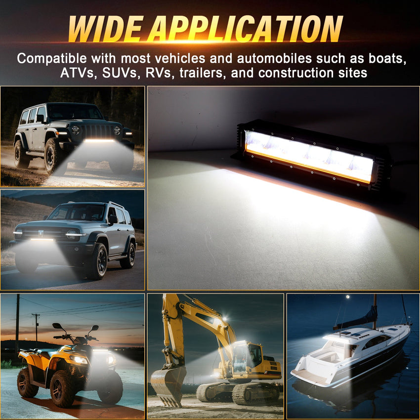 Qihang Series 13" 40W 2-in-1 LED Light Bar with Amber DRL - 4000 Lumens High Visibility Anti-Glare LED Light Bar, IP67 Waterproof Flexible Silicone Design, DT Plug and Play 12V for Cars/Trucks/SUVs Tapaodu Designs