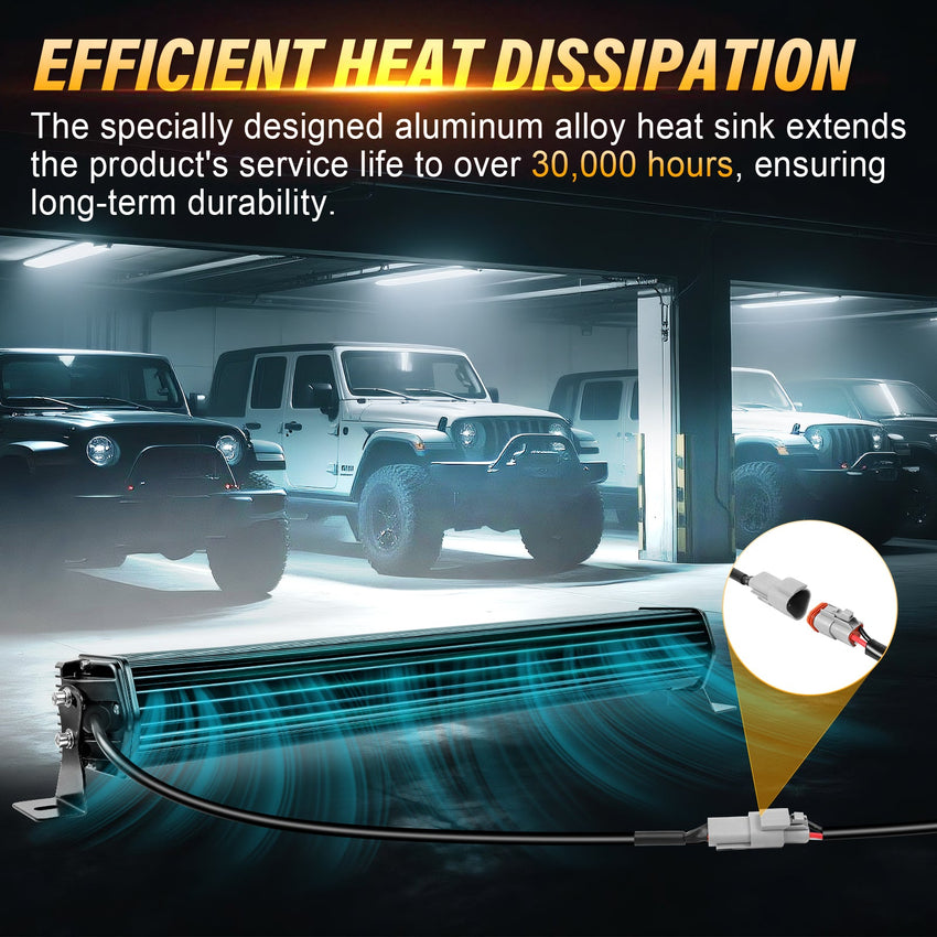 Qihang Series 34" 120W 2-in-1 LED Light Bar with Amber DRL - 4000 Lumens High Visibility Anti-Glare LED Light Bar, IP67 Waterproof Flexible Silicone Design, DT Plug and Play 12V for Cars/Trucks/SUVs Tapaodu Designs