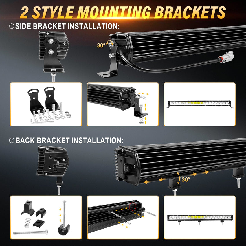 Qihang Series 34" 120W 2-in-1 LED Light Bar with Amber DRL - 4000 Lumens High Visibility Anti-Glare LED Light Bar, IP67 Waterproof Flexible Silicone Design, DT Plug and Play 12V for Cars/Trucks/SUVs Tapaodu Designs
