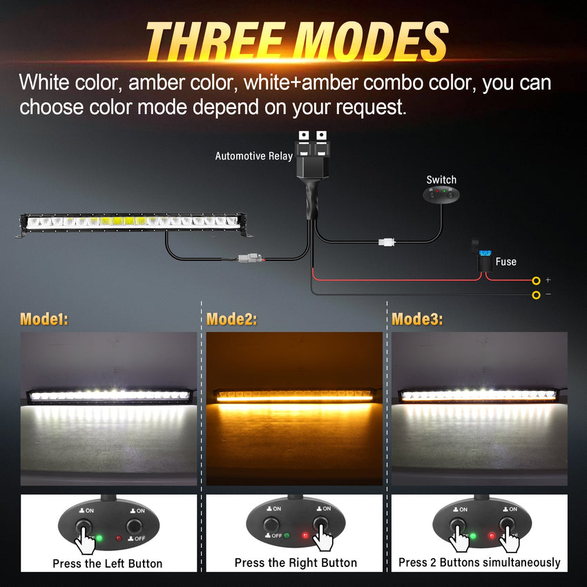 Qihang Series 34" 120W 2-in-1 LED Light Bar with Amber DRL - 4000 Lumens High Visibility Anti-Glare LED Light Bar, IP67 Waterproof Flexible Silicone Design, DT Plug and Play 12V for Cars/Trucks/SUVs Tapaodu Designs