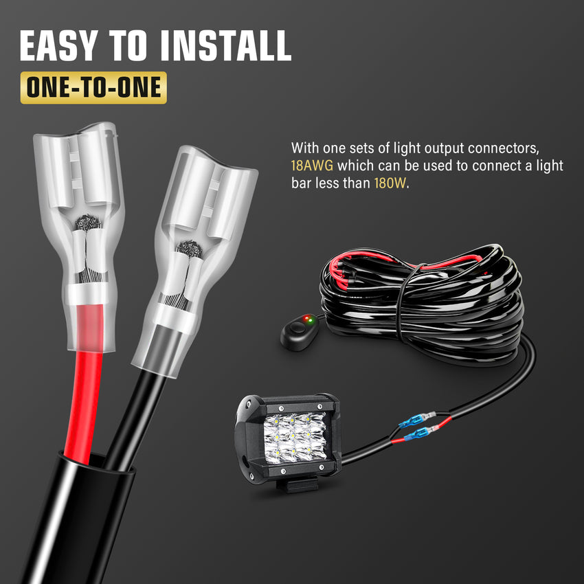 Replacement Wiring Harness Kit (Black) for LED Light Bars