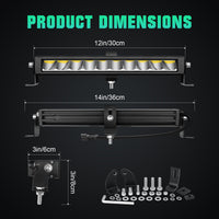 Journey Series 12" 30W Single Row Slim LED Light Bar DT Connector Tapaodu Designs