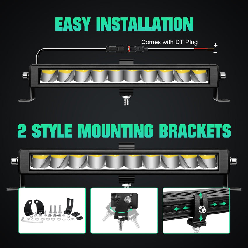 Journey Series 12" 30W Single Row Slim LED Light Bar DT Connector Tapaodu Designs